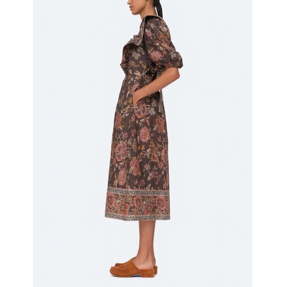NWT SEA New York Midi Tess Print Puff Sleeve Smocked Dress - Picture 4 of 11